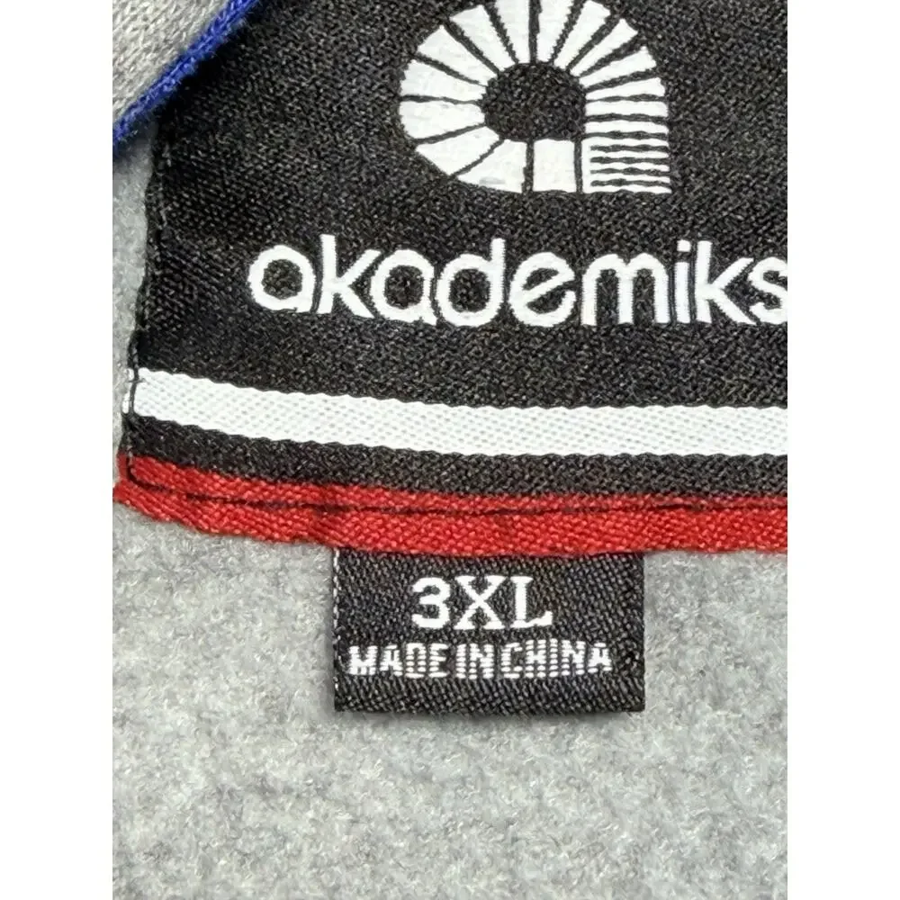 Akademiks Superior Goods Colorblock Big Man Hoodie 3XL Grey Black Blue Logo